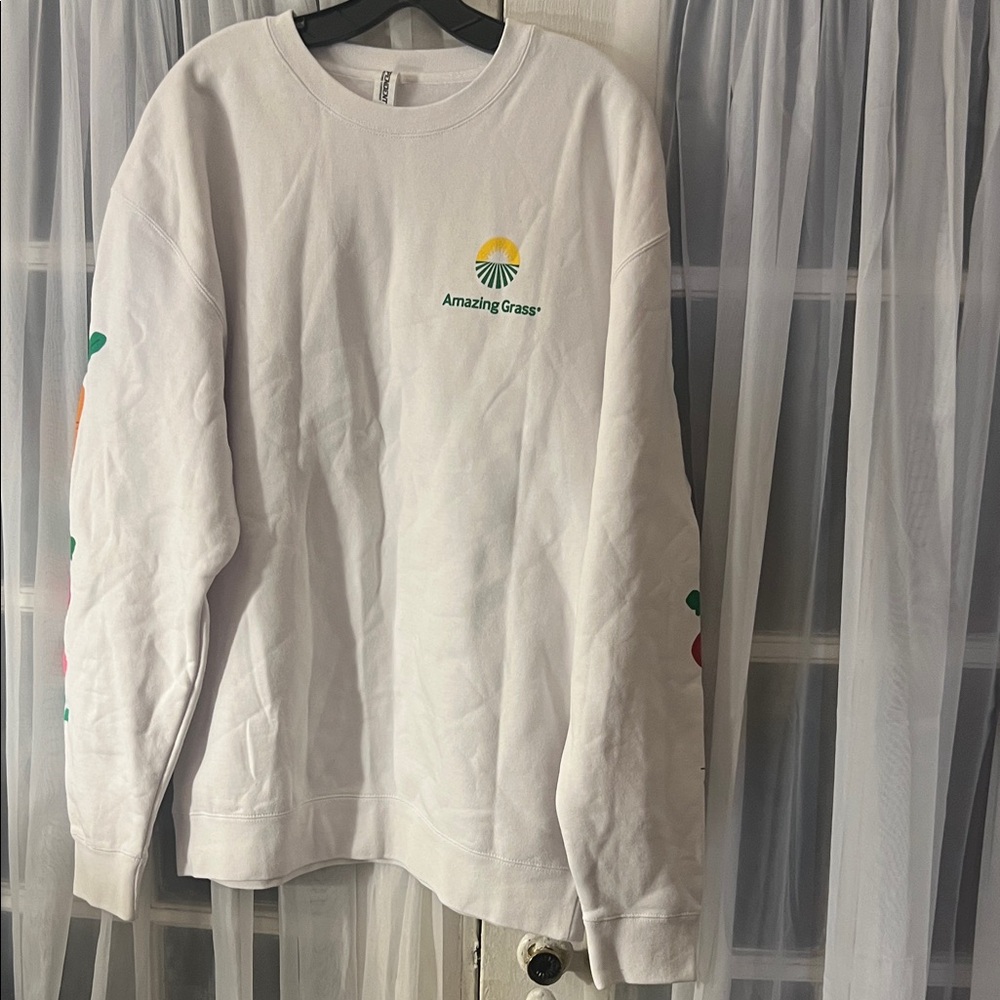 Amazing Grass Kick Some Grass Graphic Crewneck Sweatshirt Men’s Large White - Picture 9 of 13